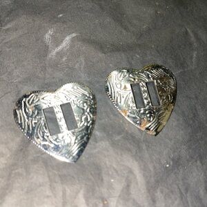 Heart-Shaped Western Concho Pair in Silver Tone